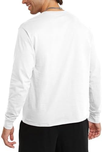 Maglietta da Uomo, Classica a Maniche Lunghe, Comoda, Morbida, per Uomo (Reg. Or Big & Tall), Bianco, S