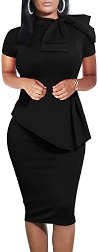 LAGSHIAN Women Fashion Peplum Bodycon Short Sleeve Bow Club Ruffle Pencil Party Dress 3 LAGSHIAN Women Fashion Peplum Bodycon Short Sleeve Bow Club Ruffle Pencil Party Dress