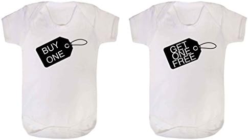 TWINS Buy one get one free baby vest babygrow 2 pack set (0-3 months, WHITE)