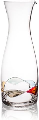 Trinkware Glass Cocktail Pitcher, Mixing Glass And Decanter With Hand Painted Colored Design- 40oz, 11-inches Tall – Elegant Glassware