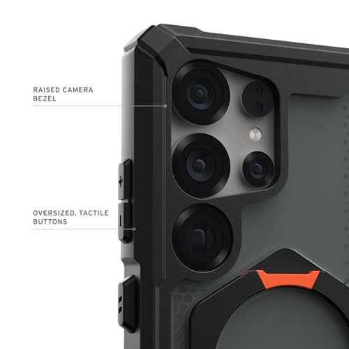 URBAN ARMOR GEAR UAG - Funda diseñado para Samsung Galaxy S25 Ultra Plasma XTE - Compatible con Carga magnética, Estuche con Soporte, Color Negro/Naranja