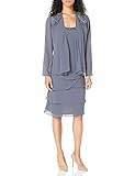 SL Fashions Women's Embellished Tiered Jacket Dress