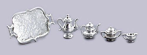 International Miniatures Dollhouse Miniature Silver Tea Service
