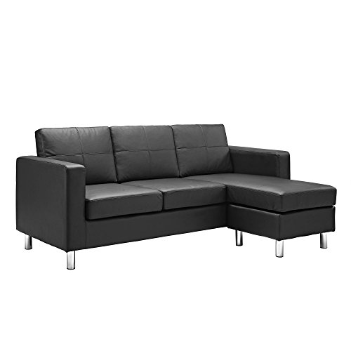 Small Spaces Configurable Sectional Sofa, Black - Thumbnail 4