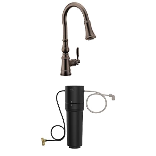 Moen Weymouth Oil-Rubbed Bronze 3-in-1 Water Filtration One-Handle Pulldown Kitchen Faucet, FS73004ORB with Moen F9800 Advanced Carbon Water Filtration System Image
