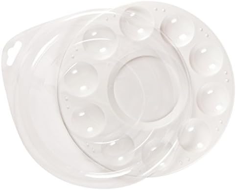 Heritage Arts WPC10 Palette with Cover For use with Oils and Acrylics; 10 Wells and 10 Sets of Raised Brush Rests; 6 1/2" Diameter