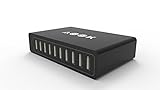 AOOK 50W 10-Port USB Charger Multi-Port USB Charger Desktop Charging Station with Smart Charging Technology for Apple iPhone 7/ 6 / 6S Plus, iPad Air 2 / mini 3, Samsung Galaxy S6 / S6 Edge (Black)
