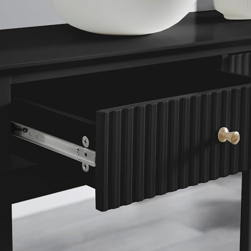 ALTALIA DECO HOME Credenza Recibidor - Mueble Recibidor Moderno de Madera Color Vintage Consola Mesa de Entrada con Particiones Dobles Ideal para Recibidor de Entrada, Sala Comedor Mueble TV (Negro)