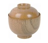 Thunder Group Japanbargain S-3362, Wooden Rice Miso Soup Bowl With Lid 45-35