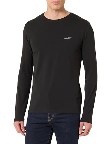Herren M Basic Logo Stretch L/S T-Shirt, Schwarz (Black), M, Schwarz (Schwarz), M