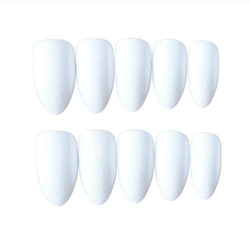 24Pcs 12 Different Sizes Solid Color White Stiletto False Nails Long Full Cover Fake Nails