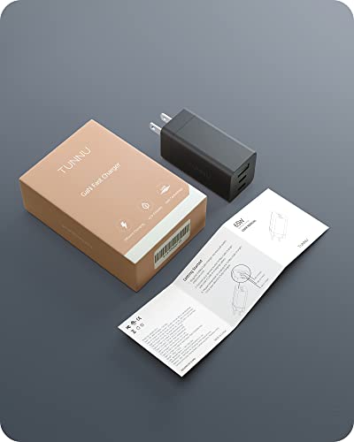 USB C Fast Wall Charger: TUNNU 3-Port 65W GaN Charging Block Power Adapter - Foldable Plug - for MacBook Pro/Air iPad Pro Galaxy S20/S10 Dell XPS 13, Note 20/10+ iPhone 13/Pro Pixel and More