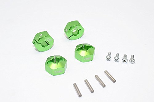 Axial RC Upgrade Parts - Aluminum Hex Adapters, 12mmx7mm, 4Pcs Set (Green)