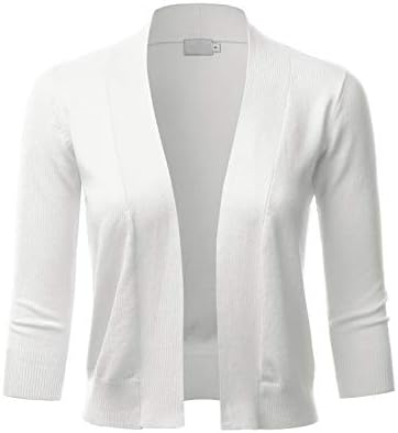 LALABEEWomen's Classic 3/4 Sleeve Open Front Cropped Bolero Cardigan Shrugs for Dresses (S~XXL)