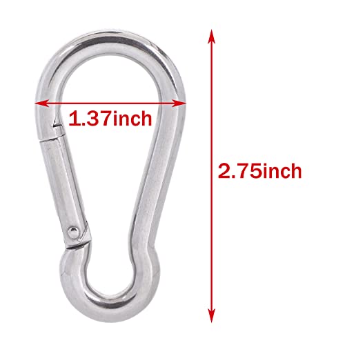 PROND Carabiner Clip, Heavy Duty Carabiner Clips, 316 Stainless Steel Carabiner Hooks, Multi-Purpose Spring Snap Hook, 2.7inch