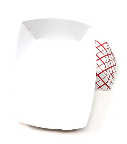 Mr. Miracle White and Red Paper Food Tray. 5-Pound Size. Pack of 100. Disposable, Recyclable and Fully Biodegradable. Made in USA