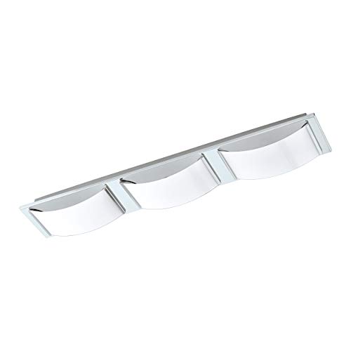 EGLO LED Deckenleuchte Wasao 1, 3 flammige Wandlampe Bad, Badezimmer Lampe aus Edelstahl in Chrom und lackiertem Glas in…