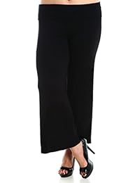 Stylzoo pantalón palazzo premium talle especial, liso, elastizado, tejido, fabricado con tela premium, para dama