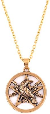 Jewelry Trends Raven Moon Pentacle Pendant - Dark Moon Morrigan Crow Magick Pendant