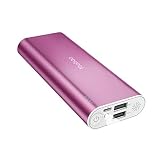 Yoobao Portable Charger 10000mAh Power Bank High-Speed Charging 2 USB Ports with Flashlight Cell Phone External Battery Backup Powerbank Compatible with iPhone X 8 7 6, iPad Tablet and More-Pink