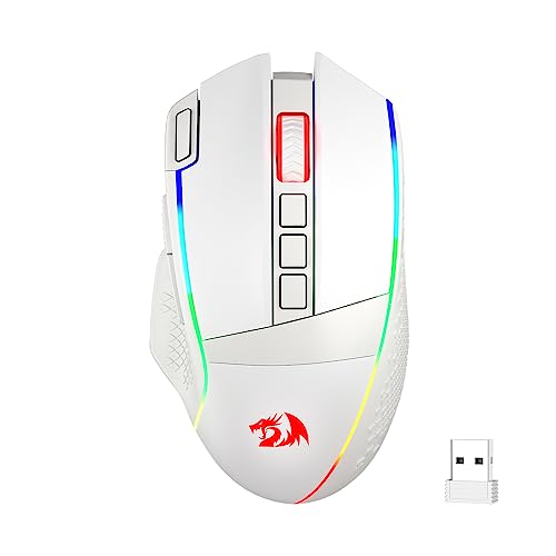 Redragon M991 Kabellose Gaming-Maus, 26000 DPI 3-Modi Spieler-Maus mit Schnellfeuertaste, 9 Makro-Tasten, großer Akku & RGB-Beleuchtung für PC, Mac & 