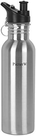 PictetW Classic Stainless Steel water Bottle With Sport Cap (Silver, 25oz)