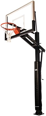 Ryval X554 Basketball Hoop - 54” Clear - View Tempered Glass Backboard, Height Adjustable for Children &amp; Adults, In Ground Basketball Goal, Dual Spring Heavy Duty Flex Rim