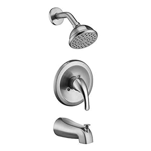 HOMELODY Shower Set Shower Tub Kit(Valve Included), Pressure Balancing Shower System, 4 inch ABS Top Spray, Tub and Shower Trim Kit, Single-Handle Tub and Shower Faucet Set, Brushed Nickel