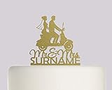 Wedding Cake Topper -Mr & Mrs Vespa Moped Motorbike