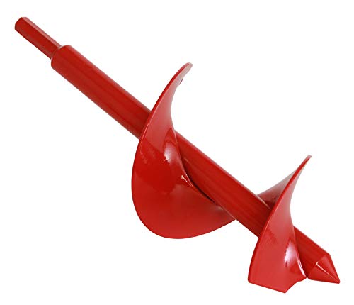 STEAD & FAST Bulb Auger 3.0" x 9" with 1/3" Hex Drive, Garden Auger for Planting Bulbs and Grass, Bedding, Hole Digging, Solid Carbon Steel, Red
