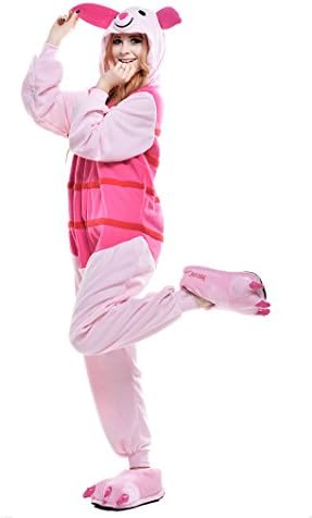 RECHASE Halloween Adult Pajamas SleepWear Animal Cosplay Costume (S, Piglet)