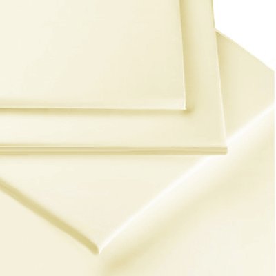 Linens Limited Polycotton Non Iron Percale 180 Thread Count Flat Sheet, Cream, Super King