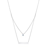 PAVOI 14K Gold Plated Swarovski Crystal Birthstone Necklace Bar Pendant Engravable Customizable 16
