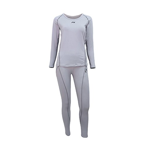 FITEXTREME Womens MAXHEAT Fleece Long Johns Thermal Underwear Set Lightgray S