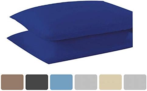 KOHSAR® Royal Blue Pillowcases 2 Pack Standard Easy Care Plain Dyed Polycotton, Long Staple Cotton Pair of Pillowcases, Poly Cotton 50 x 75CM Pillow Cases Royal Blue
