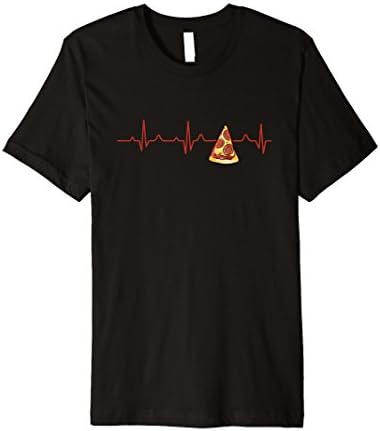 Men's I Love Pizza Heartbeat T-Shirt (Pizza Lovers) Large Black