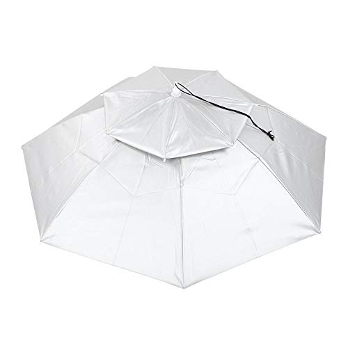 Heitune Große Doppel Faltbare Regenschirm-Hut Breathable Anti-UV-Regen-Kappe for Outdoor Angeln (95cm / 37.4in)
