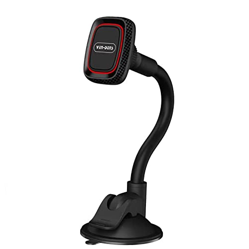 Car Phone Holder For iPhone 16e 16 16 Plus 16 Pro 16 Pro Max/iPhone 15 15 Plus 15 Pro/14 Pro Max, Magnetic Phone Car Mount Windshield Gooseneck Long Arm, Suction Cup & Strong Magnet Phone Holder