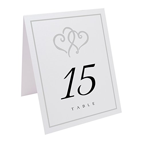 Linked Hearts and Border Table Numbers, White, Silver, Numbered 1 through 25
