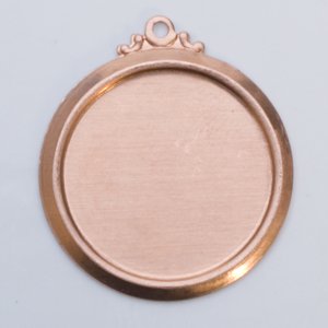 Copper Framed Circle with Ring, 24 Gauge, 22 Millimeter, Pack Of 6 | MET-500.65