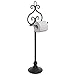 MyGift Free Standing Toilet Paper Holder Black Metal Scrollwork Design Bathroom Tissue Paper Stand - Single Roll Storage Rack