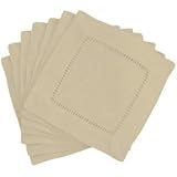 Stone 6x6 Hemstitch Cocktail Napkins 1 Dozen