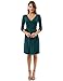 PattyBoutik Women V Neck Faux Wrap Long Sleeve Knit Dress (Teal Large)