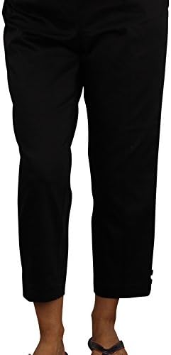 Women's Elastic Waist Slimming Dress Capri Pants (Black, 8)
