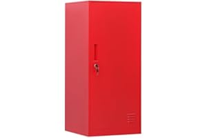 DAYTOYS 1 Door Metal Vertical Storage Locker for Kids Bedroom, Children Room, School, Office, Home,Stackable Steel Storage Cabinet for Toys, Clothes & Sports Equipment,Anti-Tilting Device. (1D, red)