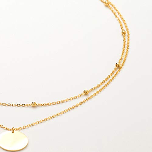 image for LEGITTA Disc Coin Charm Pendant Collar Necklace Layering Titanium Chai