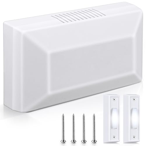Photo 1 of Saillong Wired Doorbell Chime Kit, 2 16V 10VA Lighted Doorbell Push Buttons with 2 Notes for Front, Rear Door and Doorbell Chime Box for Home Wall Inside, Compatible with Most Doorbells (Hill Style)