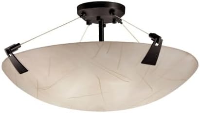 Justice Design Group 3FRM-9632-35-LEAF 3Form 27" Round Bowl Semi Flush Mount Cei, Matte Black