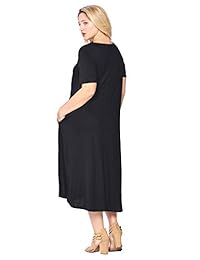 Moderno Kiwi vestido maxi de manga corta con bolsillo en forma de A, tamaño grande, para mujer (1X-4X)