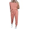 Nikula Dames 2-delige trainingspak met korte mouwen Loungewear Set Plus Size Crew Neck Sweatshirt en trekkoord Baggy…